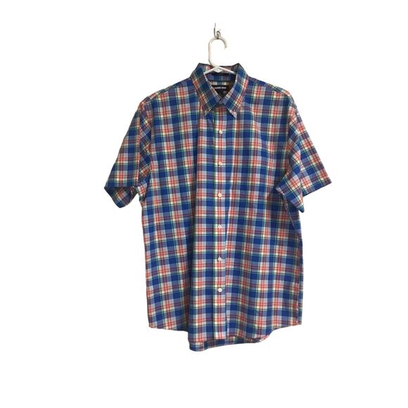 Lands' End Red, Blue, and Green Plaid Button Up Men's Large‎ - Picture 1 of 5